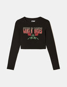 Tally Weijl Black Guns & Roses Cropped T-Shirts Black detail view