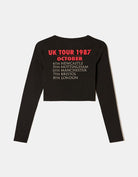 Tally Weijl Black Guns & Roses Cropped T-Shirts Black back view
