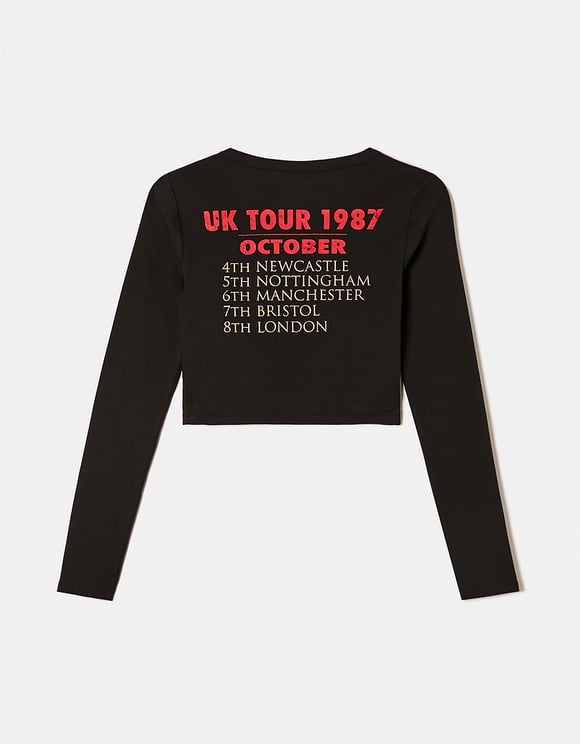 Tally Weijl Black Guns & Roses Cropped T-Shirts Black back view