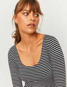 Tally Weijl Basic Stripped Cropped Top Multi Colour model front view