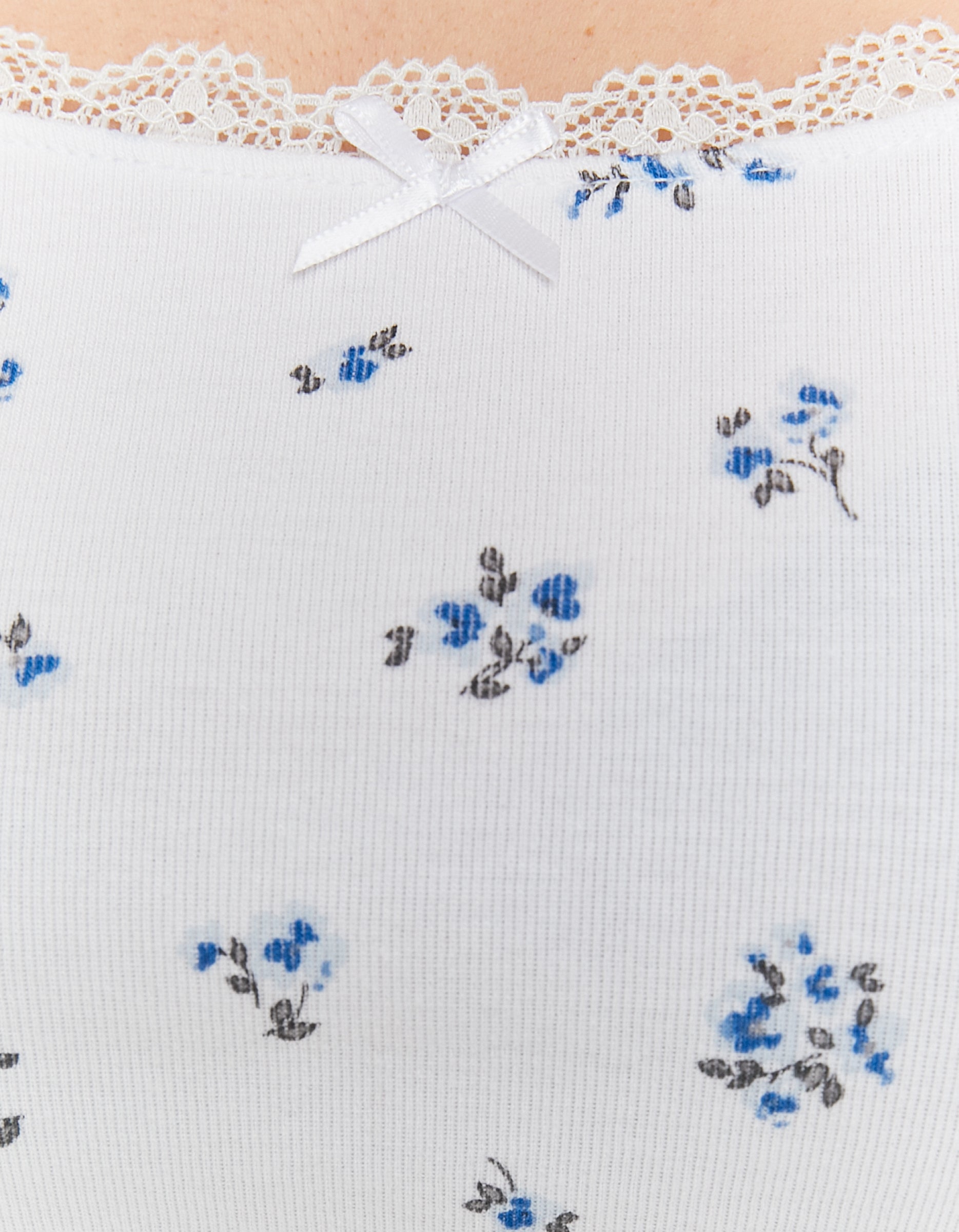 Tally Weijl Floral Basic T-Shirt With Lace Trim White/Black/Blue back view