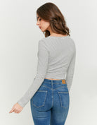 Tally Weijl Striped Basic T-Shirt With Lace Detail White/Black detail view