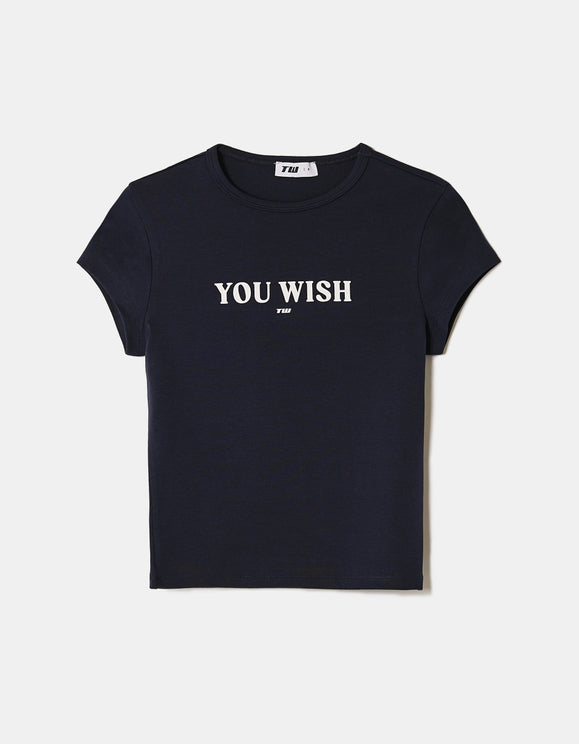 Tally Weijl Blue Printed T Shirt, front flat lay view