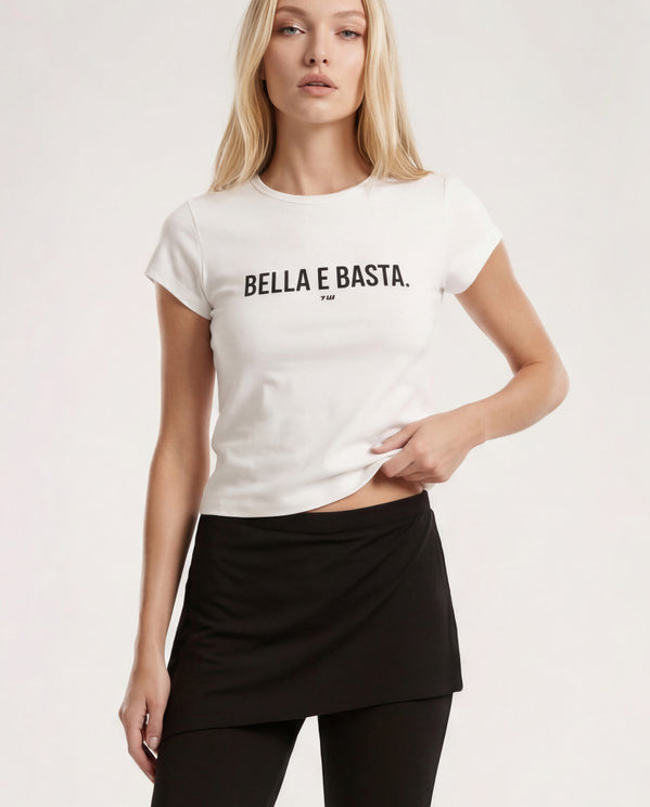 Tally Weijl White Printed Cotton T Shirt, front view on model