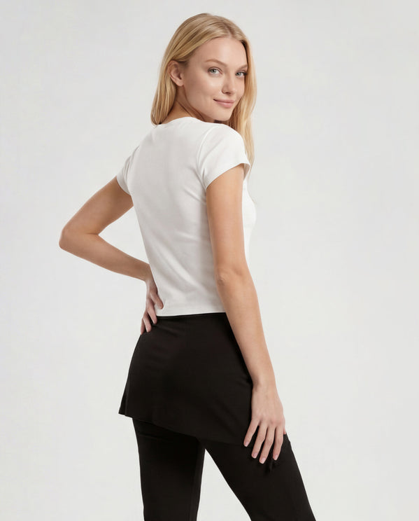 Tally Weijl White Printed Belle E Cotton T-Shirt White detail view