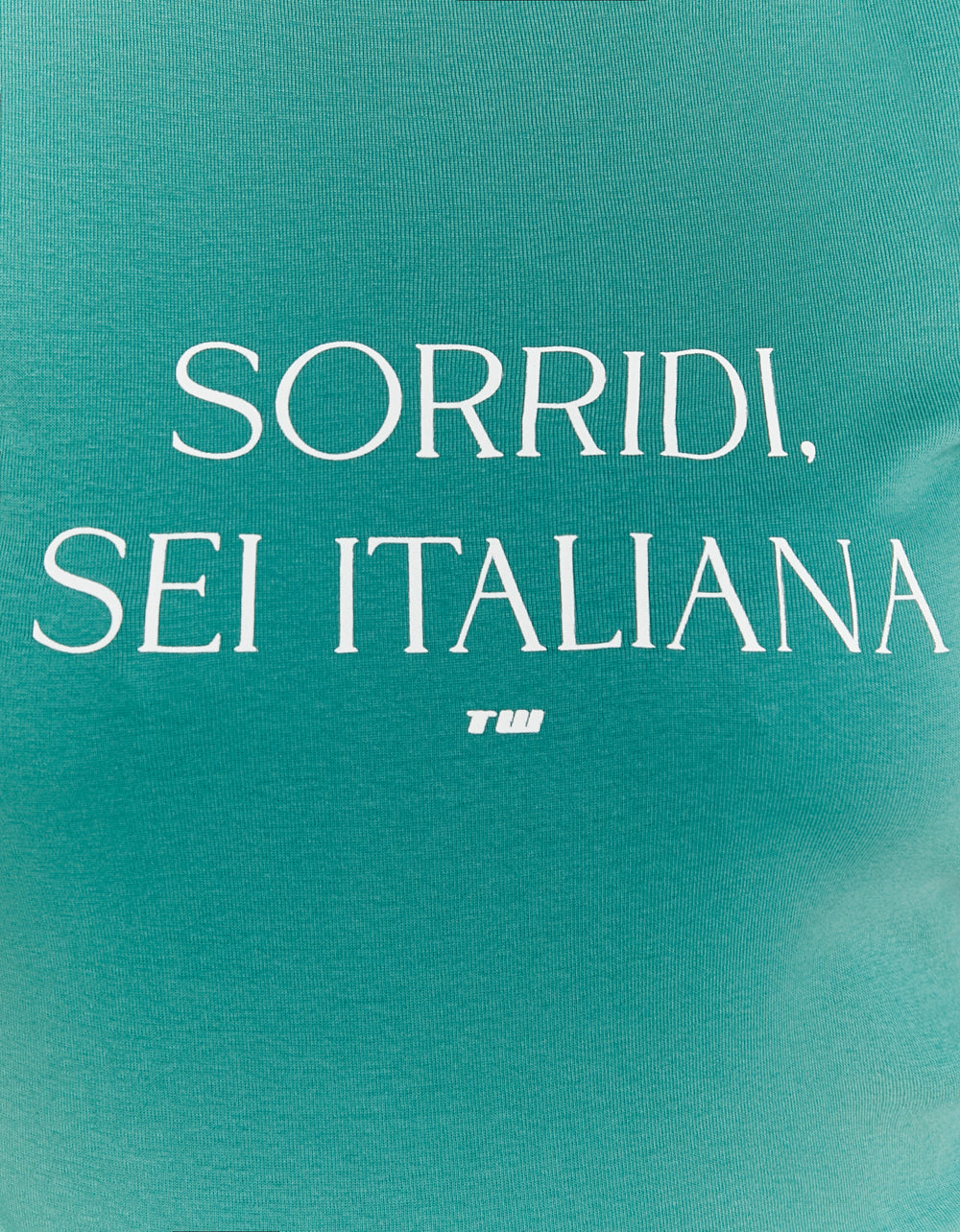 Ladies Green T-Shirt With Print-Close Up View