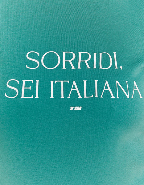 Ladies Green T-Shirt With Print-Close Up View