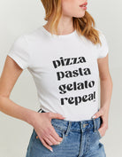 Tally Weijl White T-Shirt With Italian Food Print White detail view