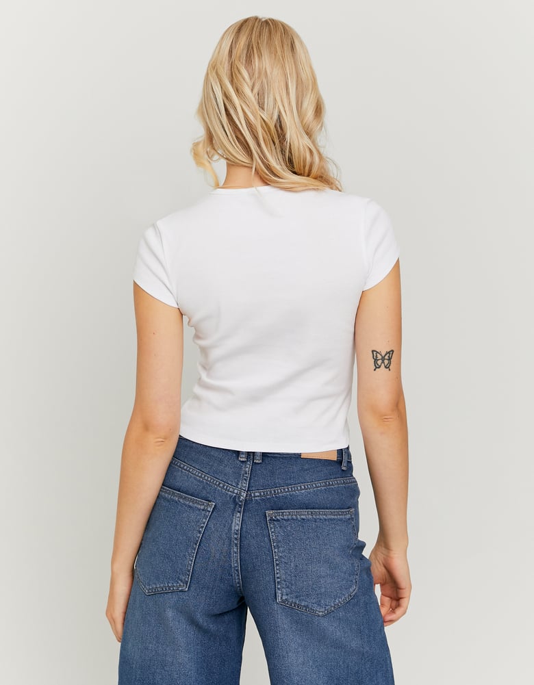 Tally Weijl White Mirrorball Print T-Shirt White detail view