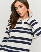 Tally Weijl White T-Shirt With Long Sleeves White/Navy model front view