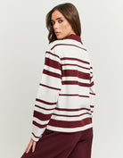 Tally Weijl Burgundy Striped T-Shirt White/Burgundy detail view