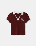 Tally Weijl Burgundy Printed Polo T-Shirt Burgundy back view