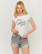 Tally Weijl White I'm That Girl Printed T-Shirt White front view