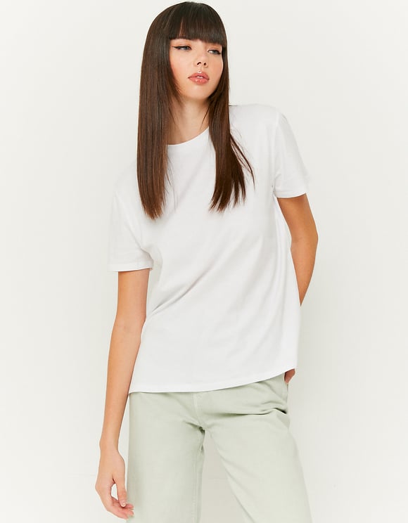Ladies Basic White Short Sleeve T-Shirt-Front View