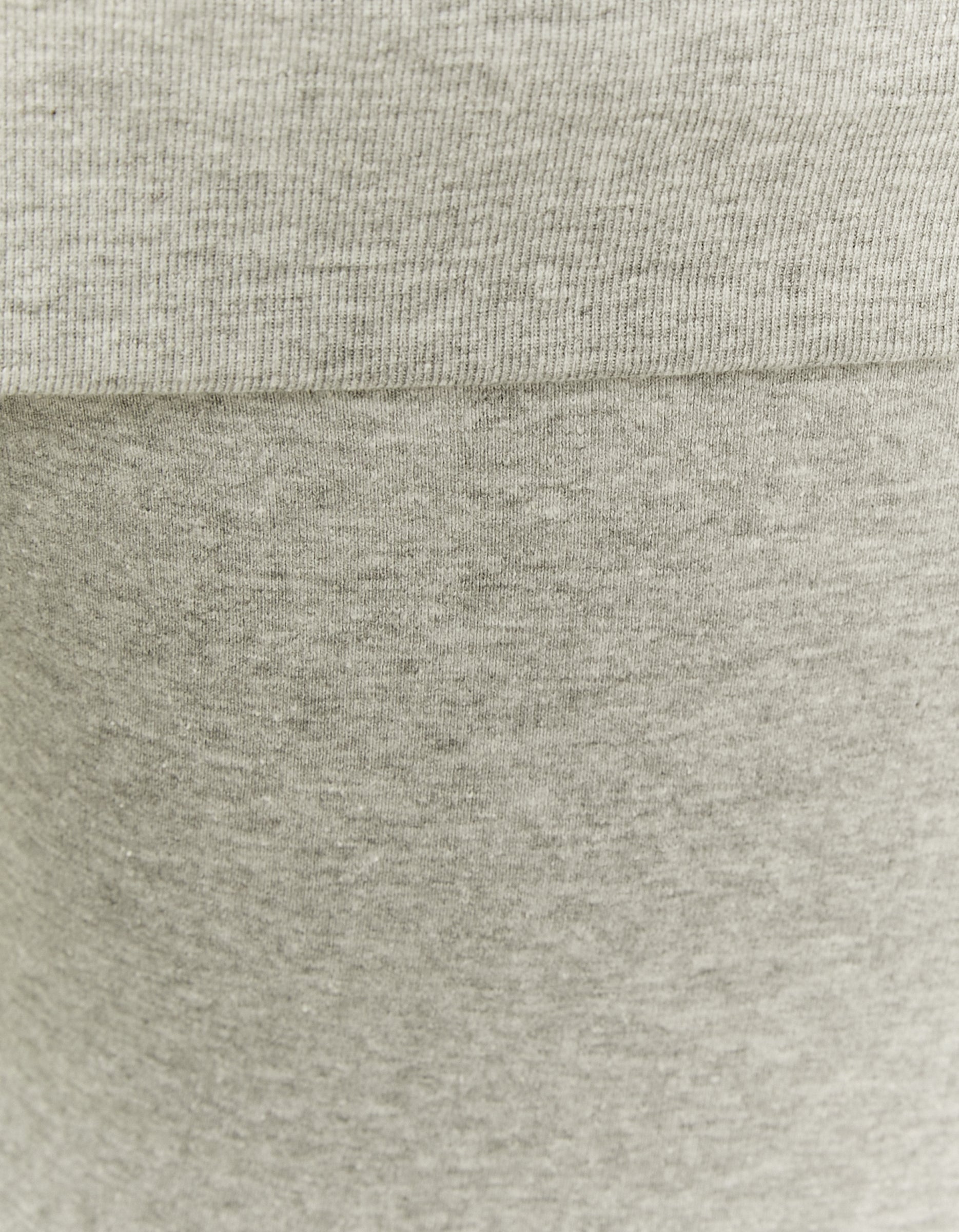 Ladies Off Shoulder Fitted Grey Top-Close Up View