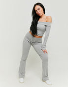 Tally Weijl Off Shoulder Fitted Grey Top Grey back view