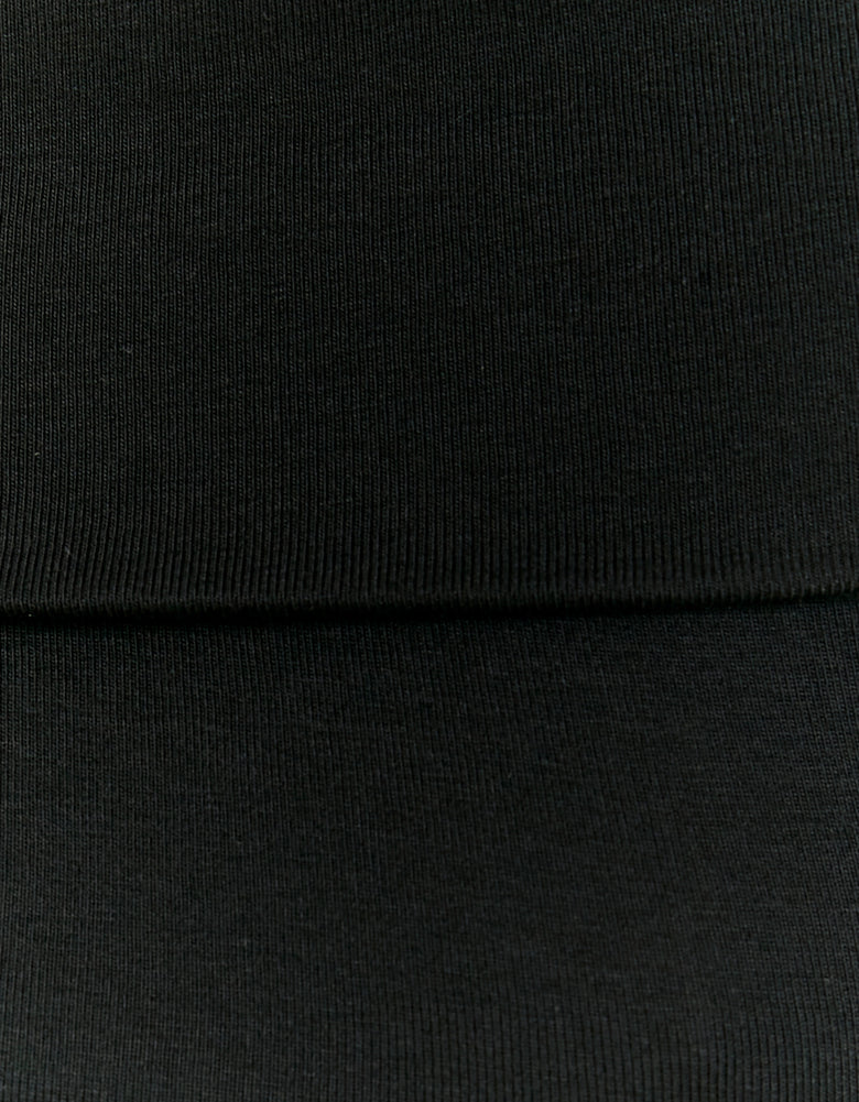 Ladies Basic Black Off Shoulder T-Shirt-Close Up View