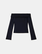Tally Weijl Basic Blue Off Shoulder T-Shirt Blue back view
