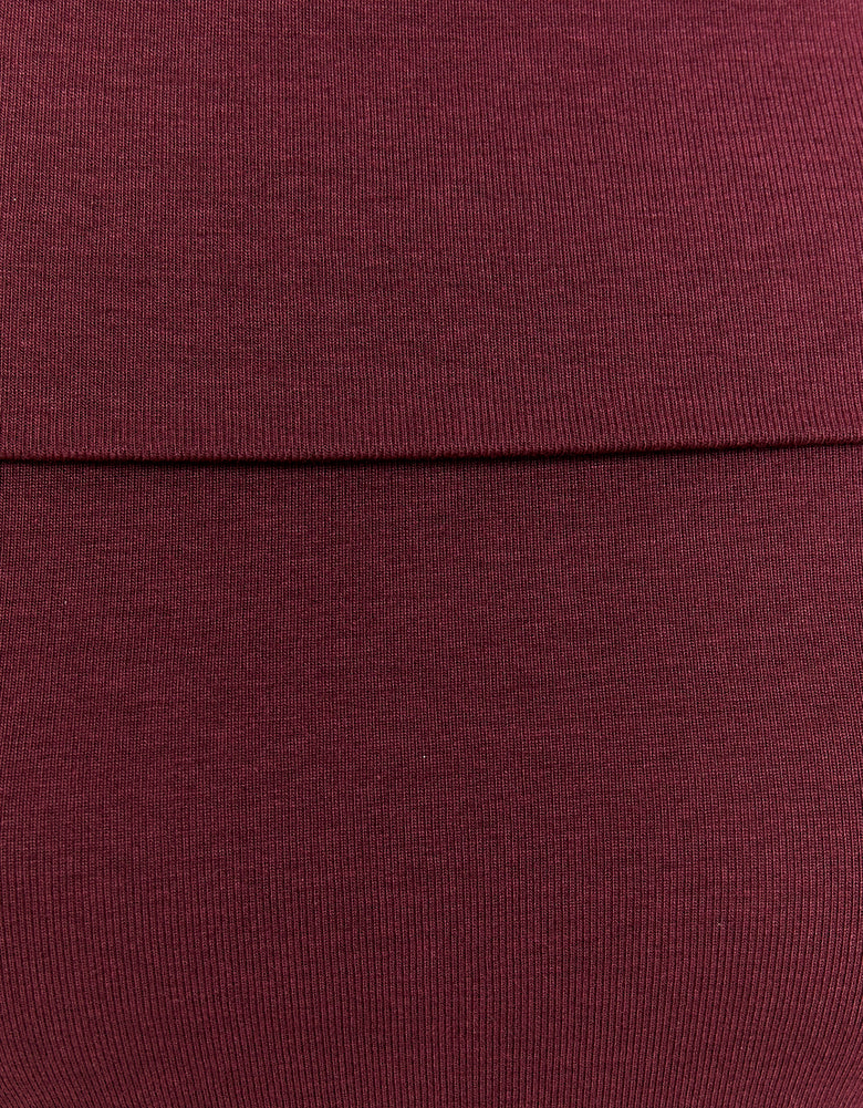 Basic Burgundy Off Shoulder T-Shirt