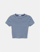 Tally Weijl Short Blue Striped T-Shirt Blue back view