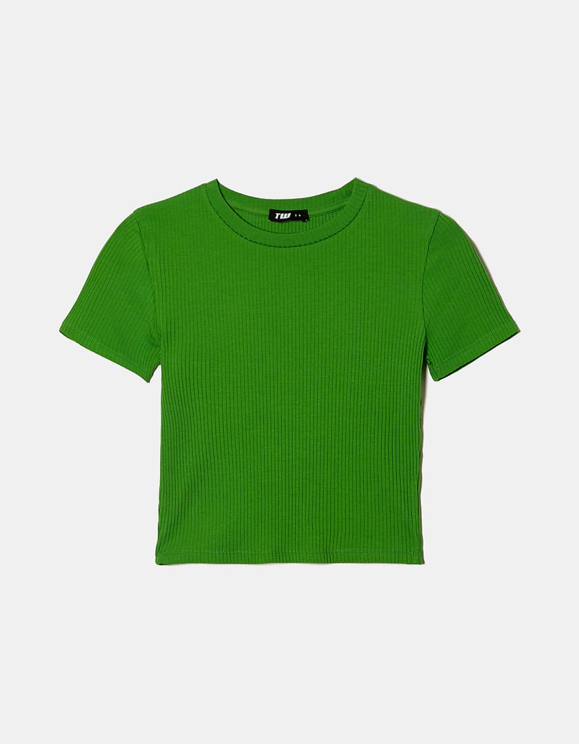 Ladies Green Cropped T-Shirt-Front View