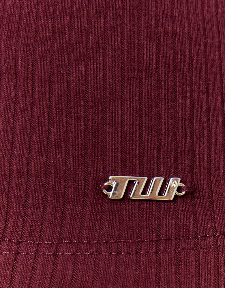 Ladies Burgundy Basic T-Shirt-Tally Logo View