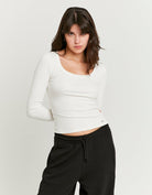 Tally Weijl Basic Plain White Top White model front view