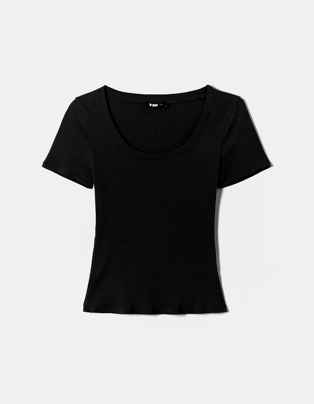 Ladies Black Basic Regular Fit T-Shirt-Ghost Front View