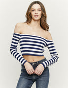 Tally Weijl STRIPED RIBBED CROPPED TOP Multi Colour front view