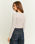 Ladies Basic Floral Long Sleeve T-Shirt-Side/Back View