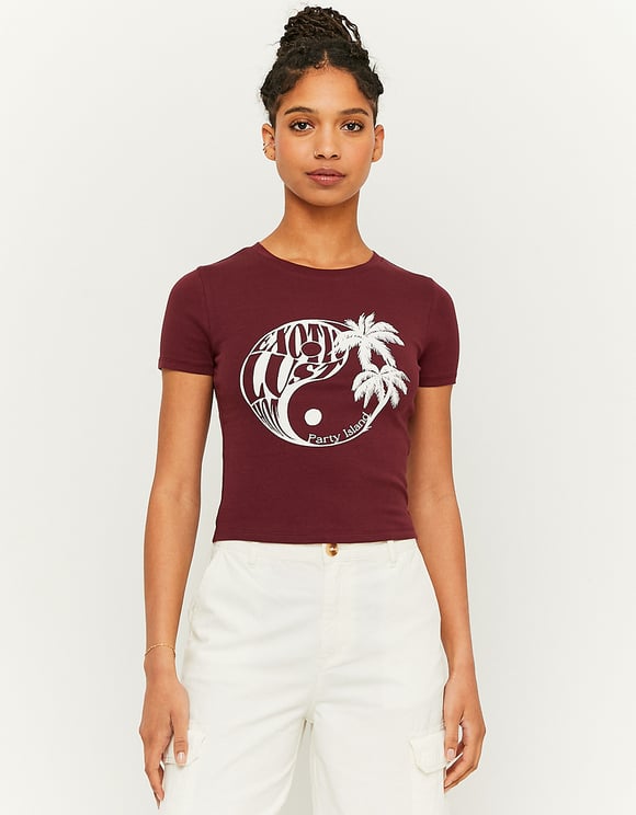 Ladies Printed Party Island T-Shirt-Front View