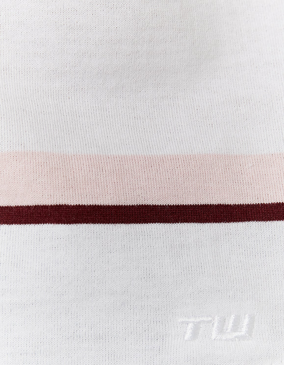 Tally Weijl White Striped Basic T shirt White/Burgundy, detail view