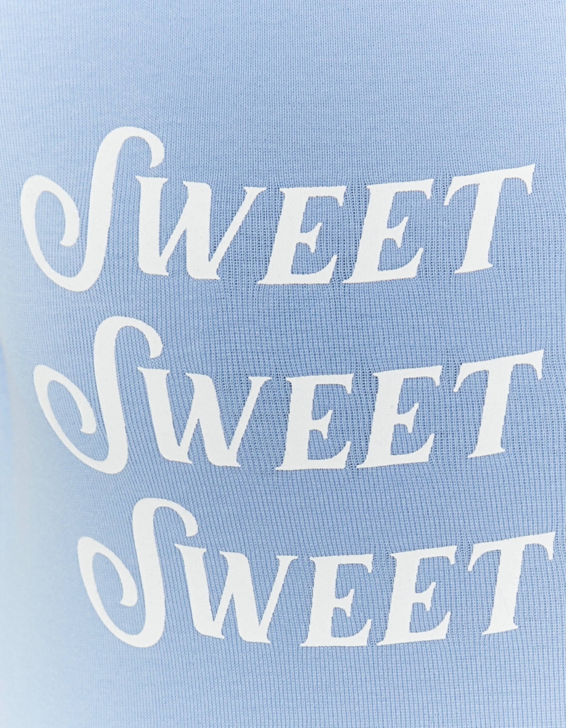 Ladies Blue Sweet Talker Print T-Shirt-Close Up View