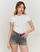 Tally Weijl Floral Basic T-Shirt White model front view