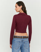 Tally Weijl Basic Burgundy Long Sleeve T-Shirt Burgundy detail view