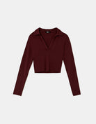 Tally Weijl Basic Burgundy Long Sleeve T-Shirt Burgundy back view