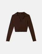 Tally Weijl Basic Brown T-Shirt With Long Sleeves Brown back view