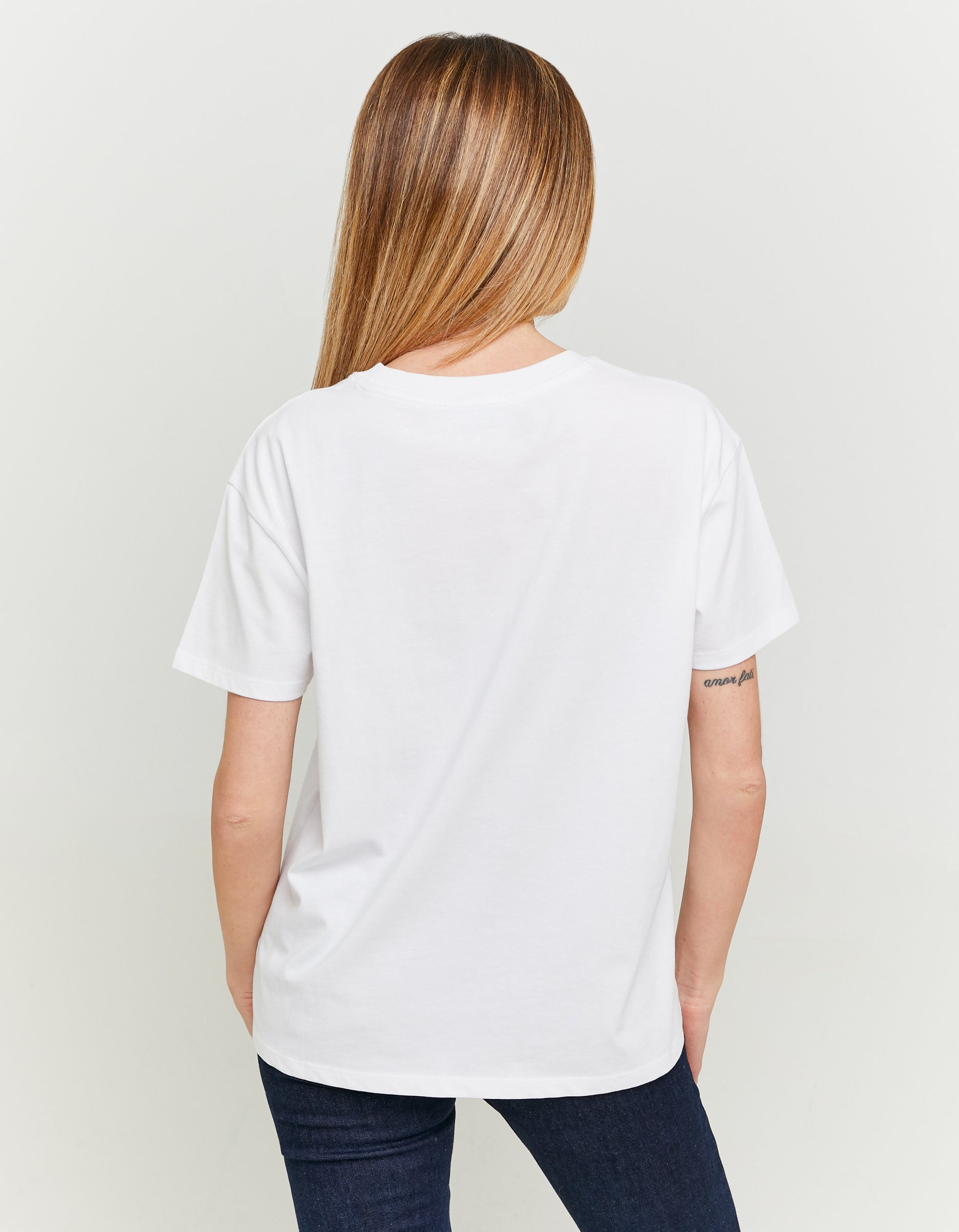 Ladies White Printed Berry Babe Oversize T-Shirt-Back View