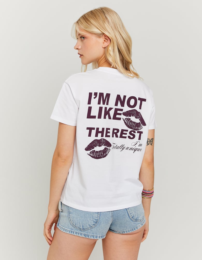 Ladies White Oversized T-Shirt With Totally Unique Print-Model Back View