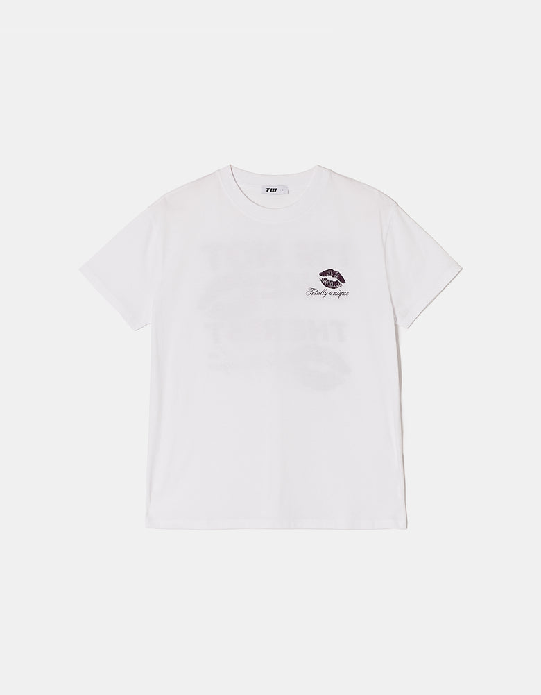 Ladies White Oversized T-Shirt With Totally Unique Print-Ghost Front View