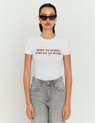 Tally Weijl White Born To Scroll Printed Tee White model front view