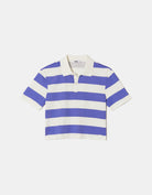 Tally Weijl Striped White & Blue Polo T-Shirt WHITE/BLUE full front view