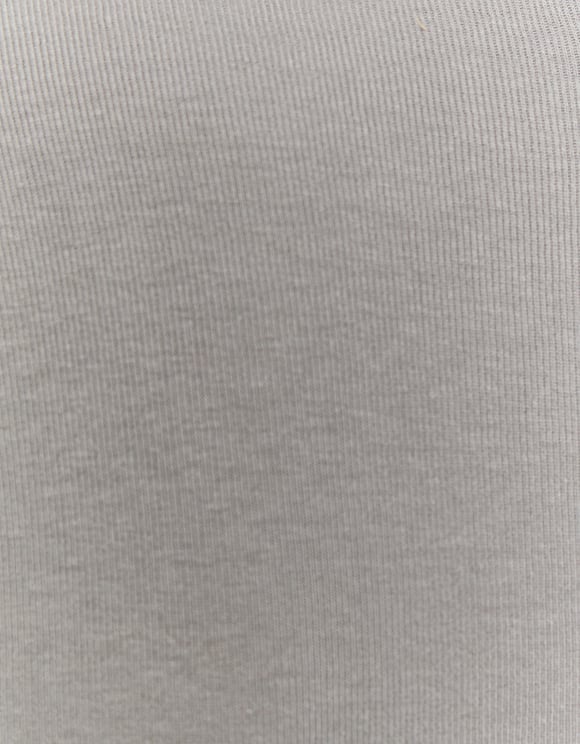 Ladies Grey Long Sleeve Basic V-Neck T-Shirt-Close Up View