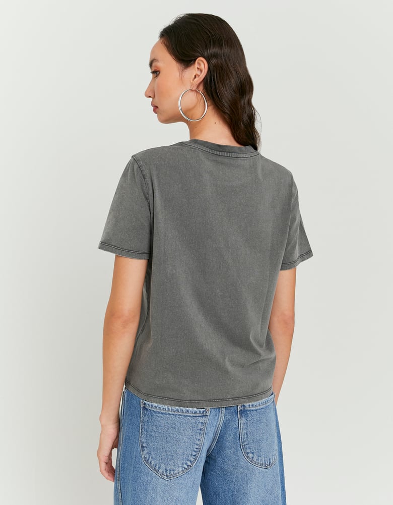 Ladies Grey T-Shirt Wtih Rhinestones-Back View