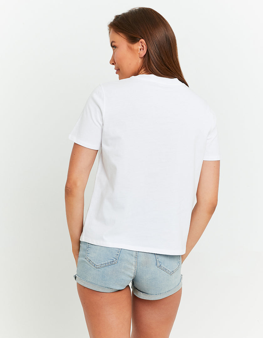 Ladies White Oversized Dressing for Revenge Print T-Shirt-Model Back View