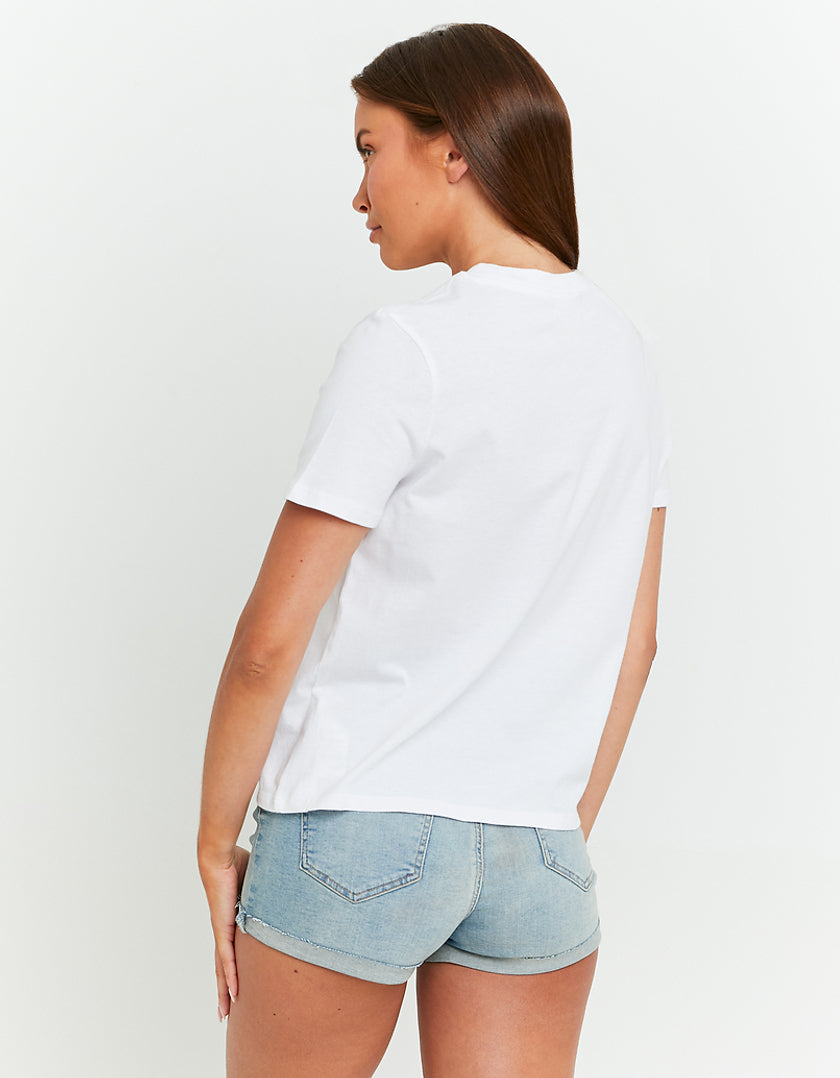 Ladies White Keep It Swift Printed Regular T-Shirt-Back View