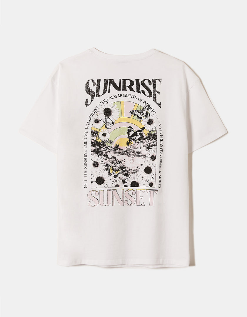 Ladies Oversize Sunny Soul Printed T-Shirt-Back View