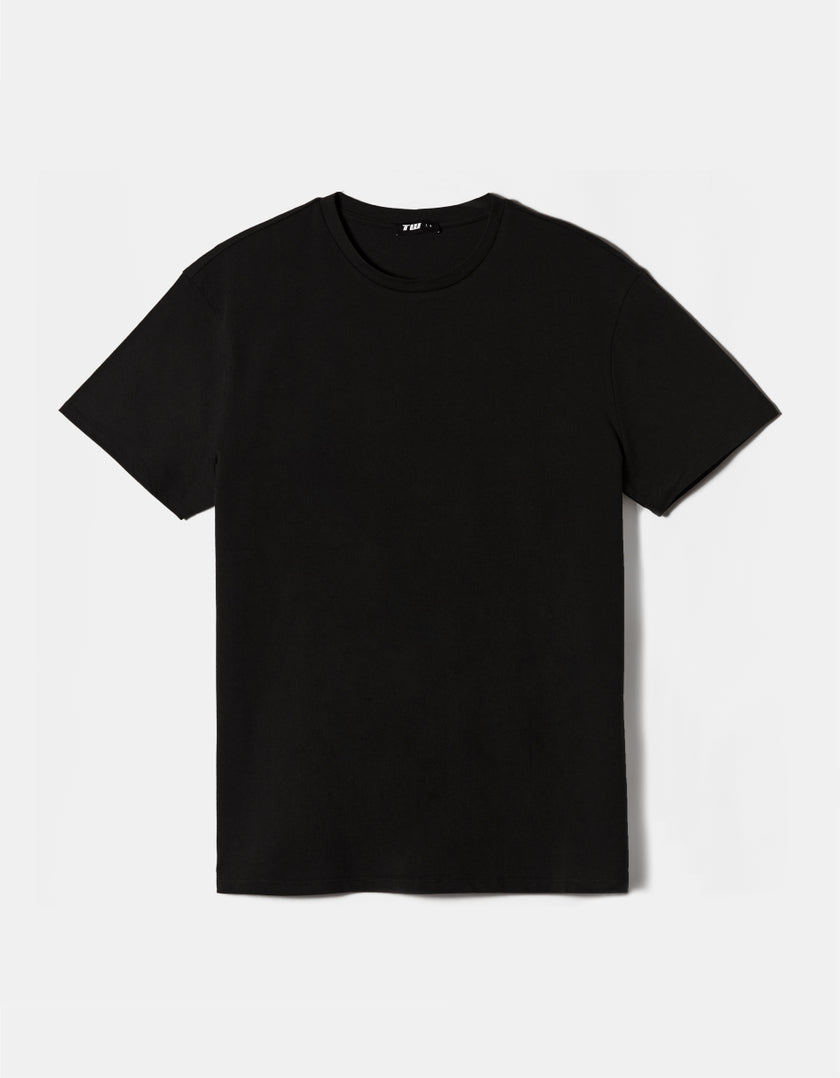 Ladies Black Oversized Basic T-Shirt-Front View