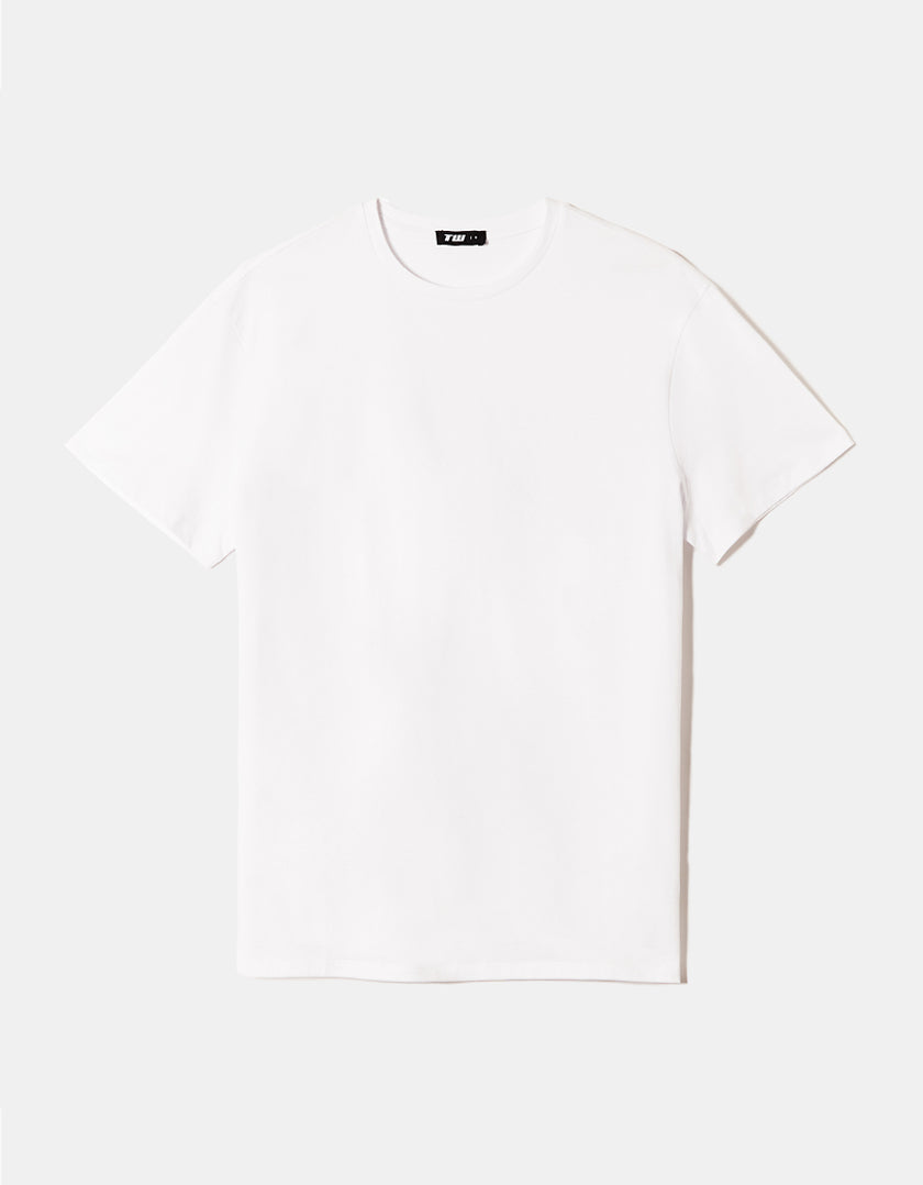 Ladies White Oversized Basic T-Shirt-Front View