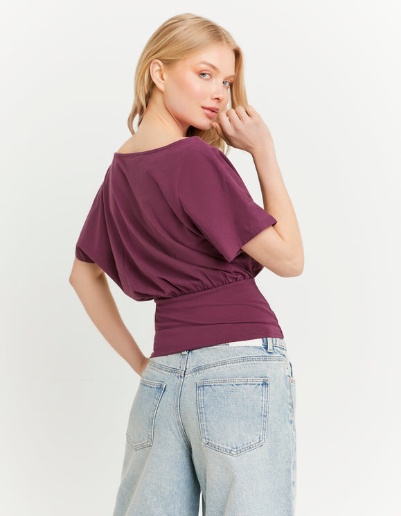 Tally Weijl Purple Boat Neck Top, detail view